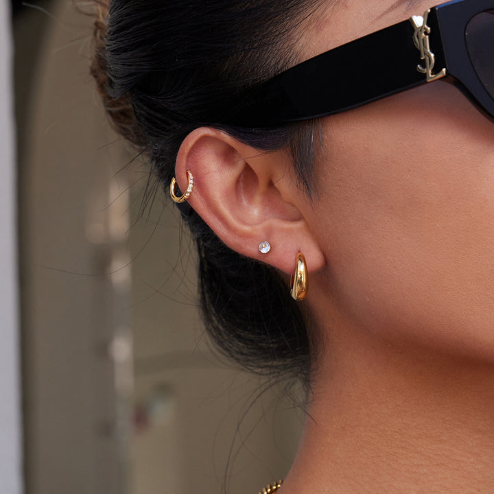 Sirocco Domed Huggie Hoop Earrings