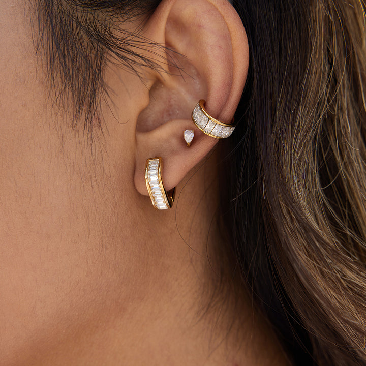 Laurel Baguette Huggie Earrings