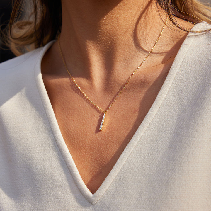 Moonlit Pavé Bar Drop Necklace