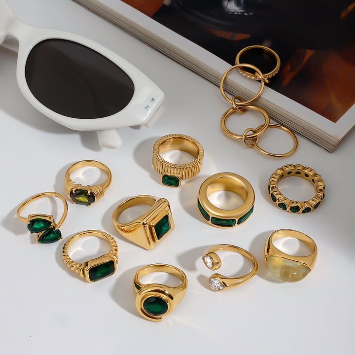 Cypress Green Stone Signet Ring
