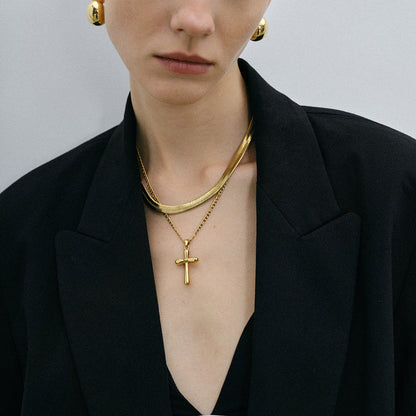 Alba Polished Cross Necklace