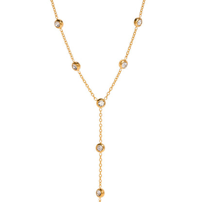 Formentera Bezel-Set Lariat Necklace