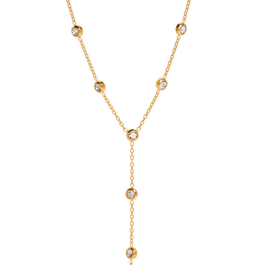 Formentera Bezel-Set Lariat Necklace