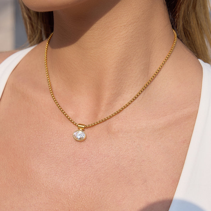 Solstice Bezel Drop Box Chain Necklace