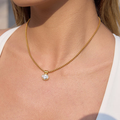 Solstice Bezel Drop Box Chain Necklace