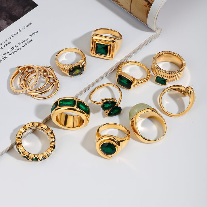 Cypress Green Stone Signet Ring