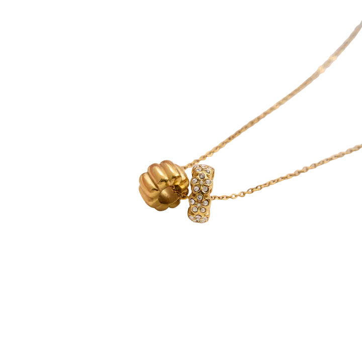 Dune Fluted Bead Pendant Necklace