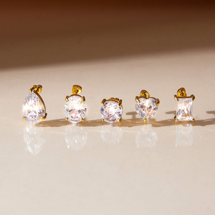 Salt Air Solitaire Screw-Back Earrings