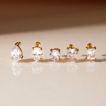 Salt Air Solitaire Screw-Back Earrings