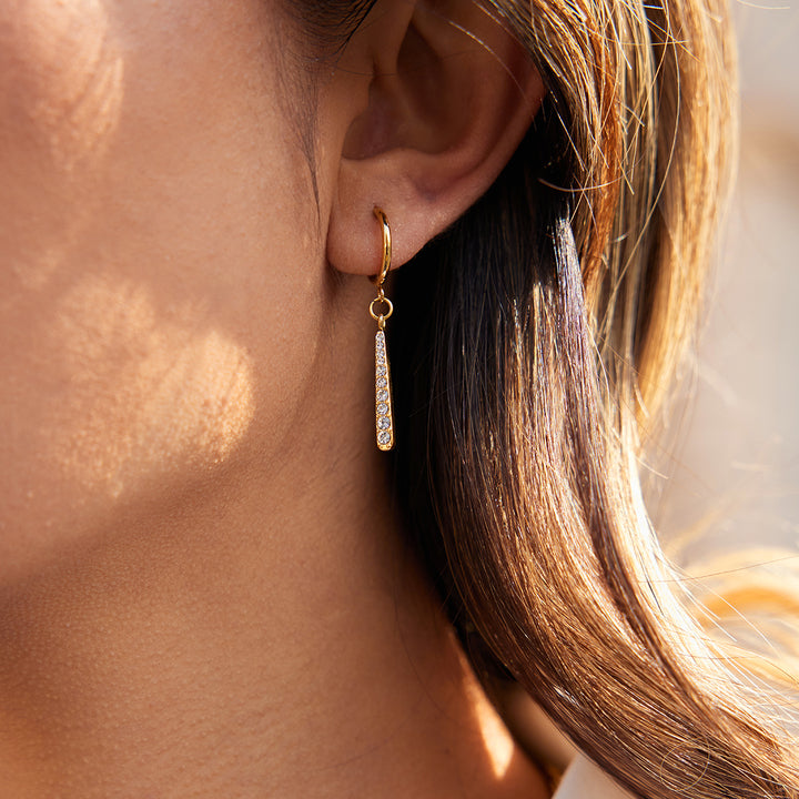 Moonlit Pavé Bar Drop Necklace