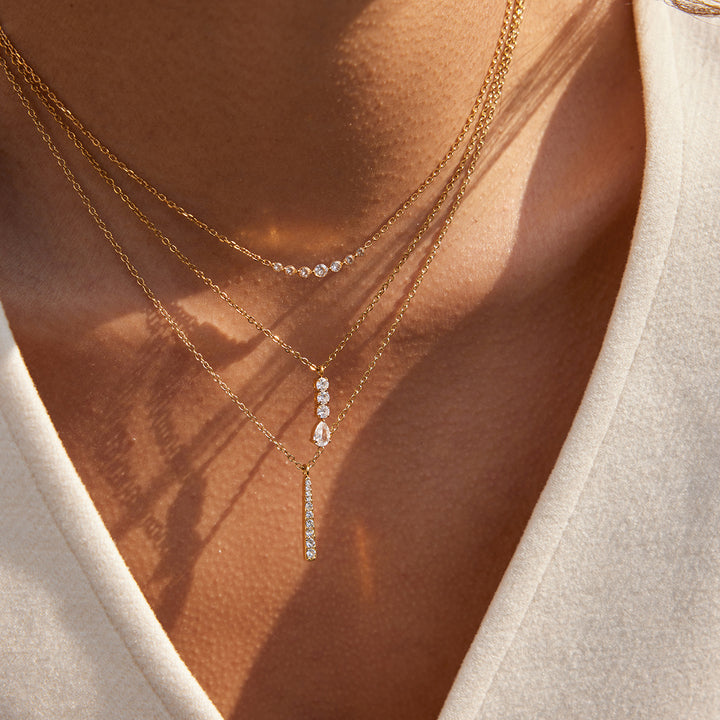 Moonlit Pavé Bar Drop Necklace