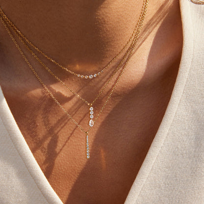 Moonlit Pavé Bar Drop Necklace