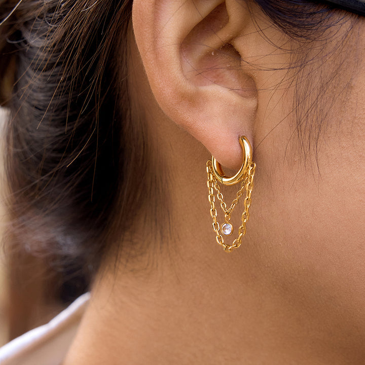 Ondine Layered Chain Hoop Earrings