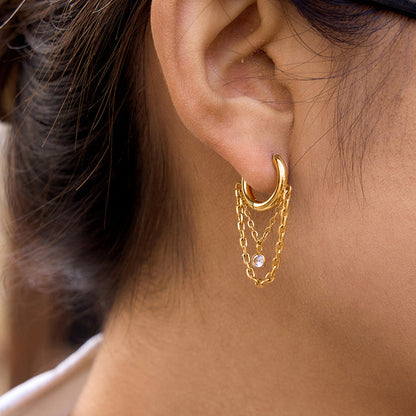 Ondine Layered Chain Hoop Earrings