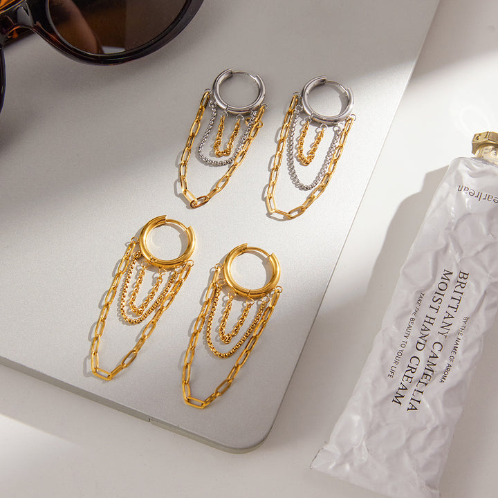 Aegean Two-Tone Fringe Hoop Earrings