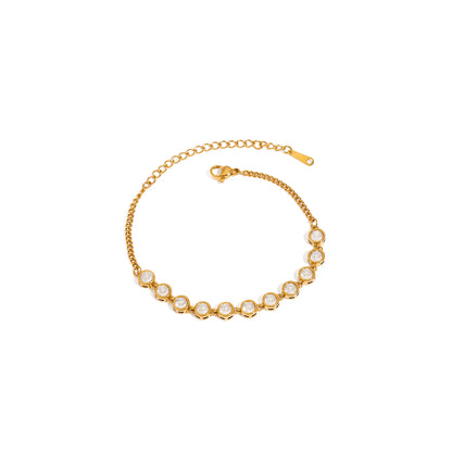 Lido Round Stone Chain Bracelet