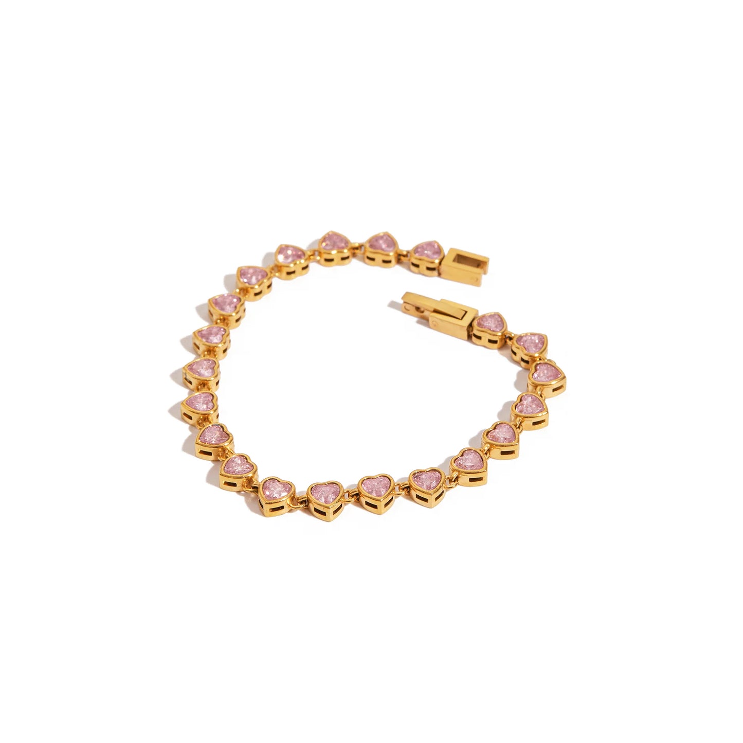 Oleander Pink Heart Tennis Bracelet