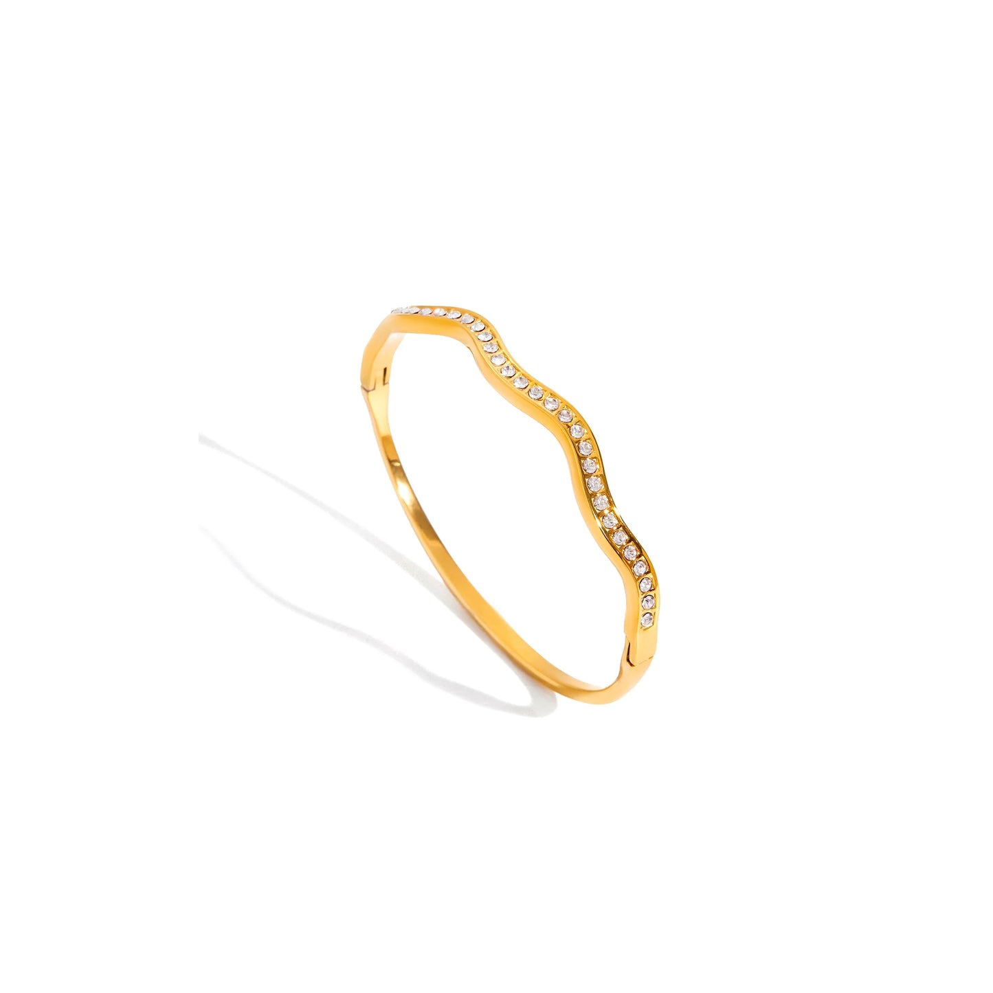 Coastline Pave Wave Bangle Bracelet