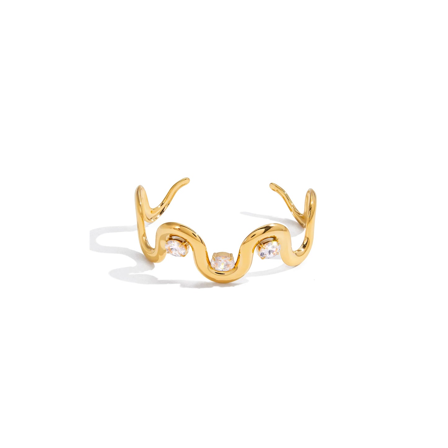 Alba Wavy Zircon Cuff Bracelet