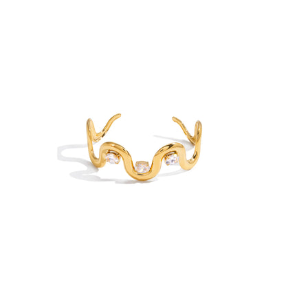 Alba Wavy Zircon Cuff Bracelet