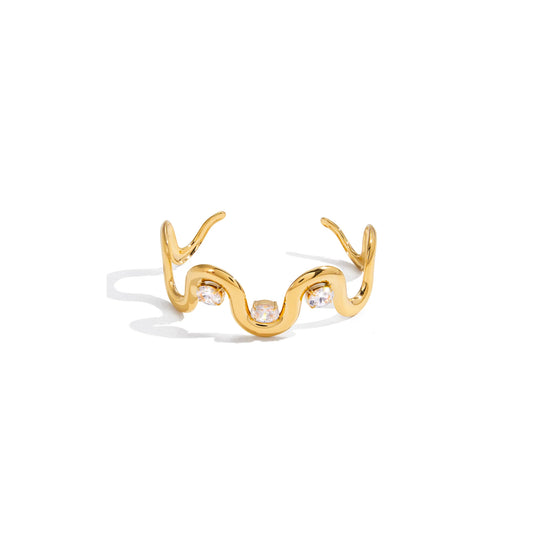 Alba Wavy Zircon Cuff Bracelet