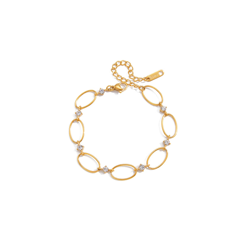 Cadaqués Oval and Crystal Chain Bracelet