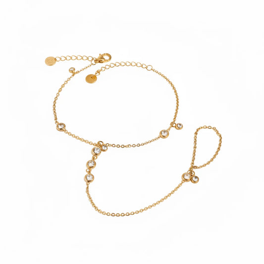 Aurora Crystal Finger Chain Bracelet