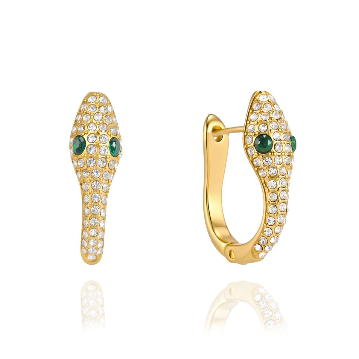 Verdant Serpent Pavé Huggie Earrings