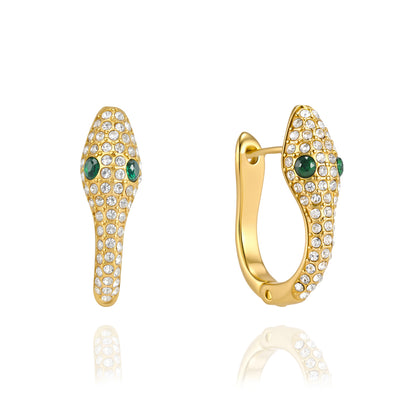 Verdant Serpent Pavé Huggie Earrings