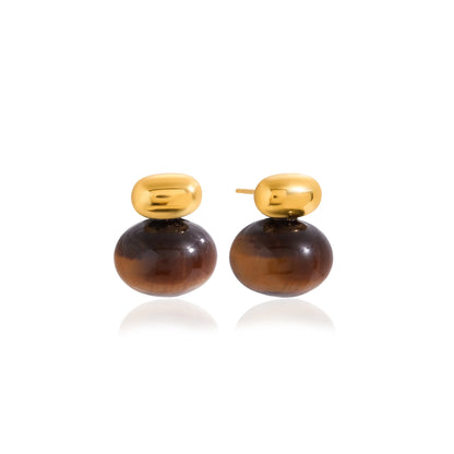 Solstice Natural Stone Dome Earrings