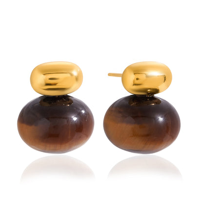 Solstice Natural Stone Dome Earrings