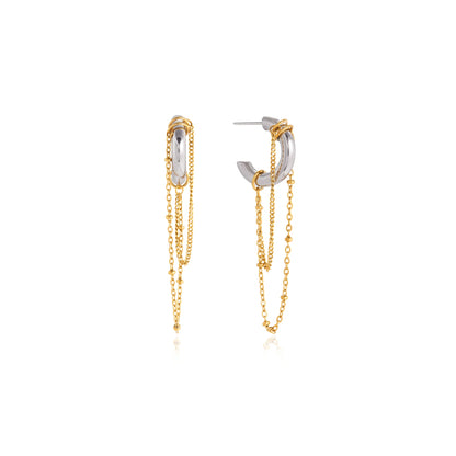 Cala Chain Drape Huggie Earrings