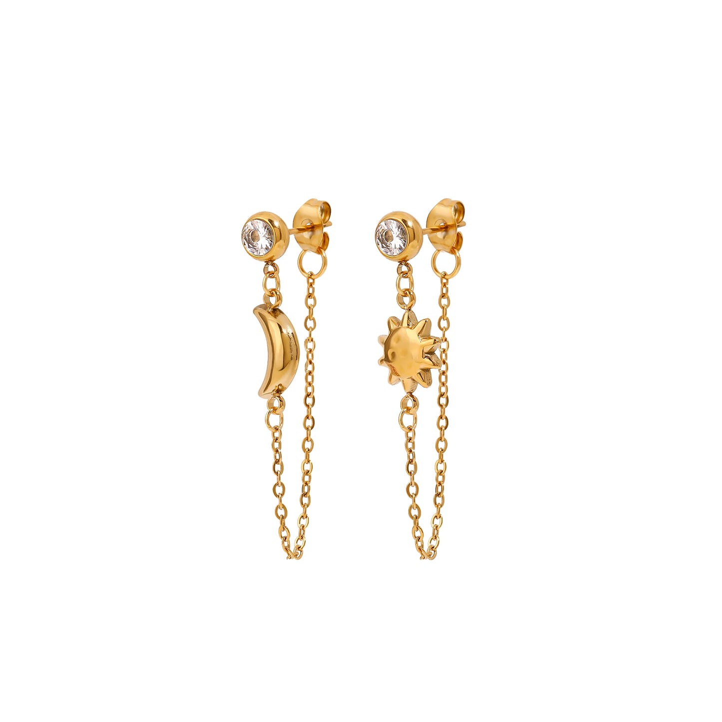 Alba Sun and Moon Chain Earrings