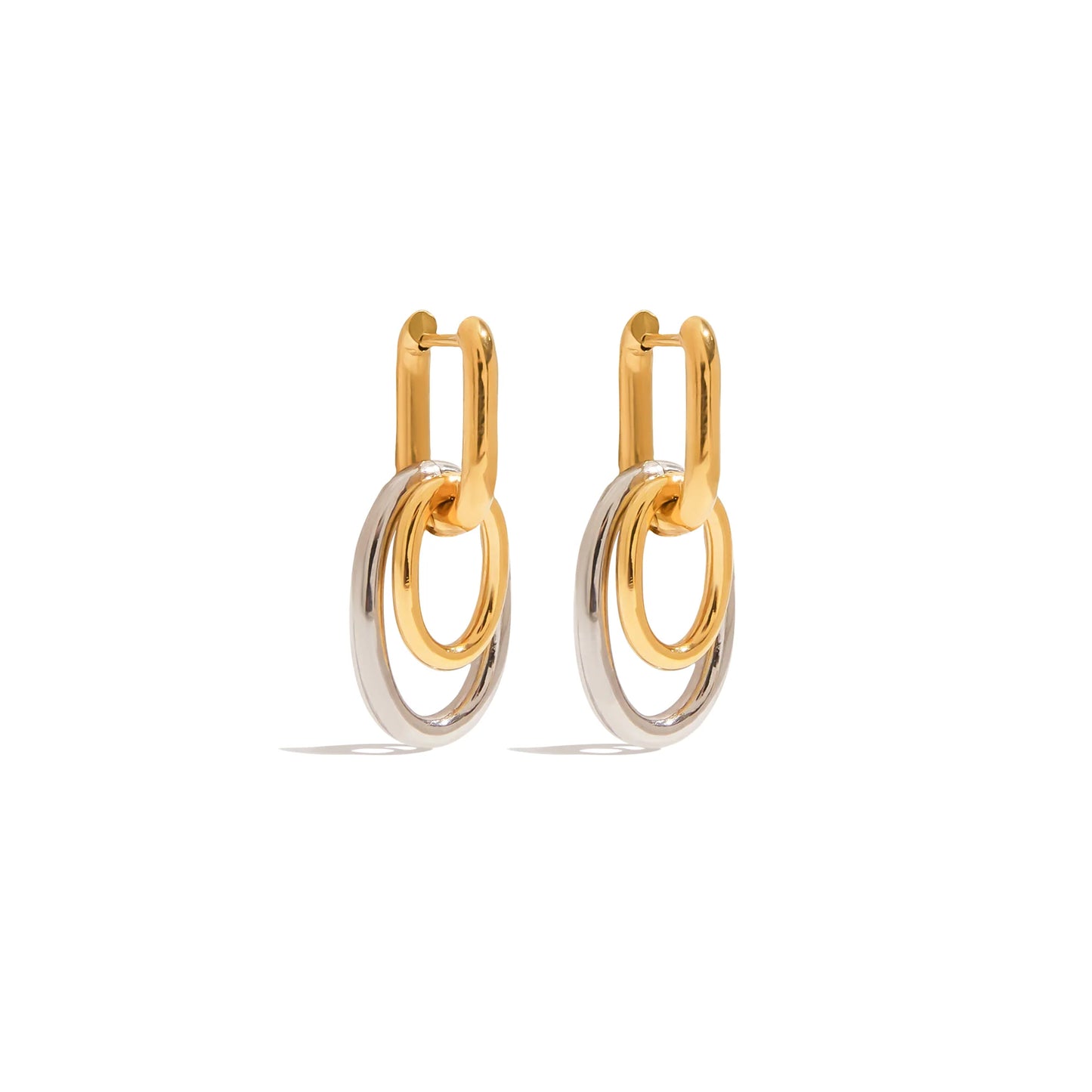 Mistral Two Tone Link Hoop Earrings