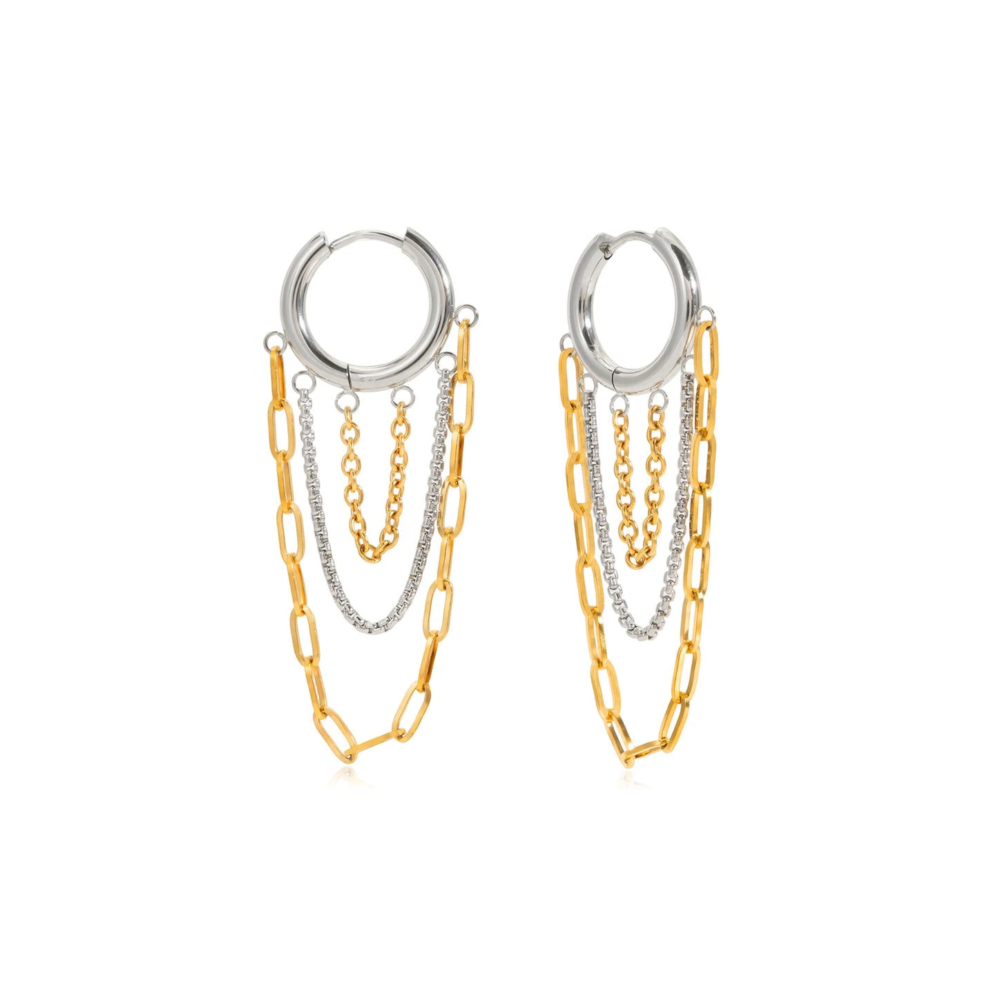 Aegean Two-Tone Fringe Hoop Earrings
