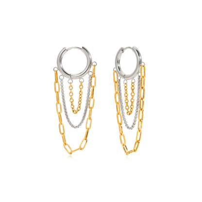 Aegean Two-Tone Fringe Hoop Earrings