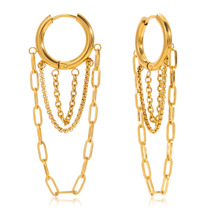 Aegean Two-Tone Fringe Hoop Earrings
