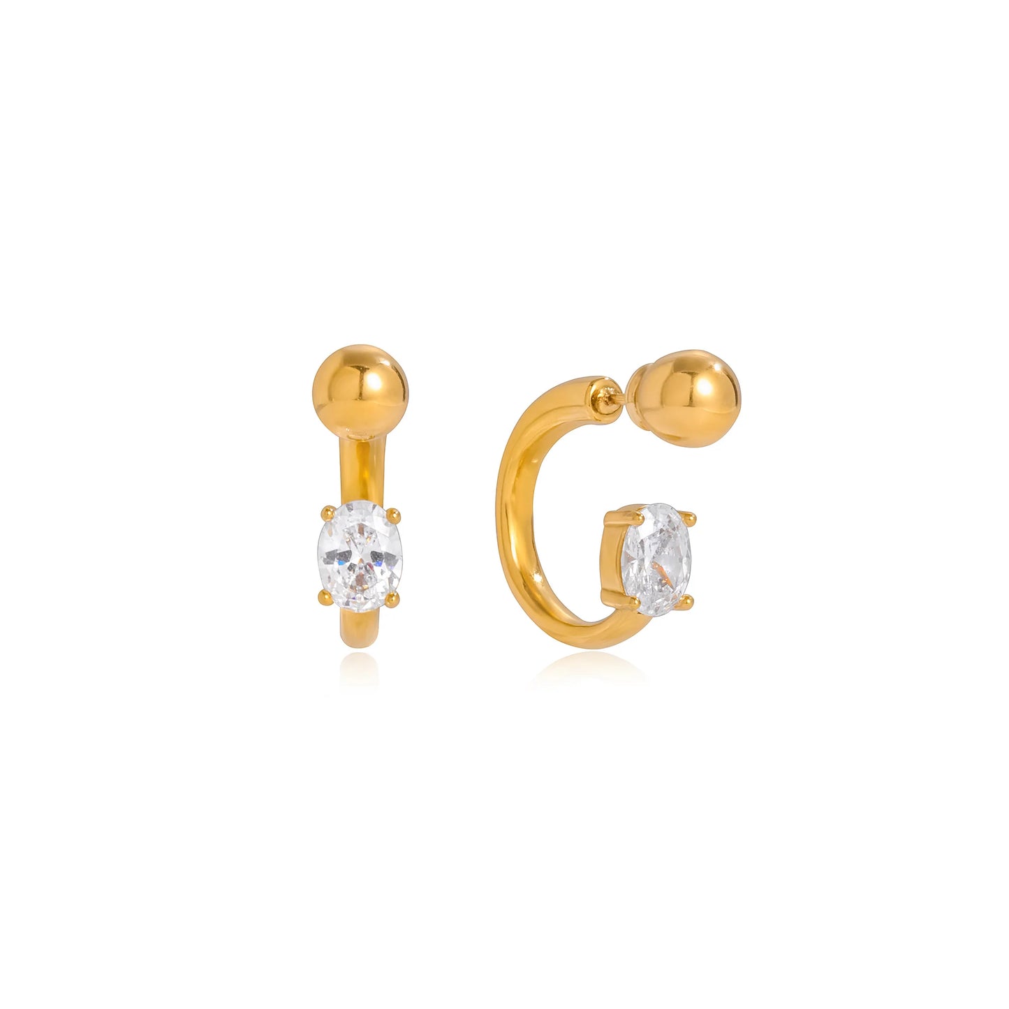 Riviera Oval Stone C-Hoop Earrings