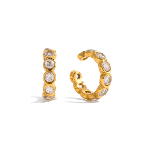 Cadaqués Bezel Crystal Cuff Earrings