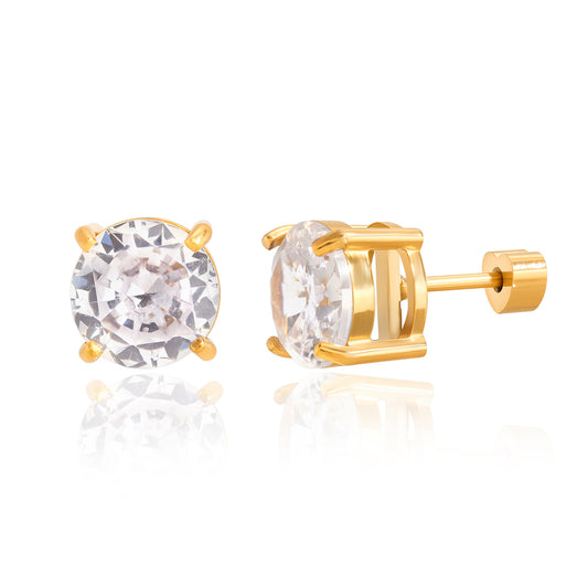 Salt Air Solitaire Screw-Back Earrings