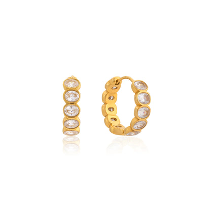 Menorca Bezel Oval Huggie Earrings