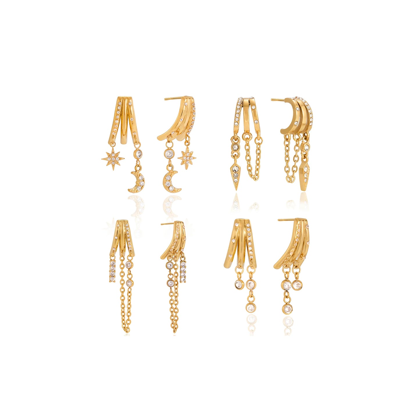 Marea Pavé Huggie Chain Earrings