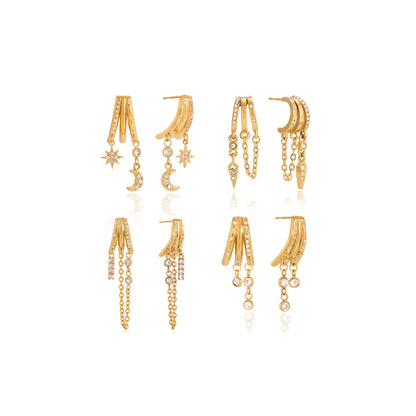 Marea Pavé Huggie Chain Earrings