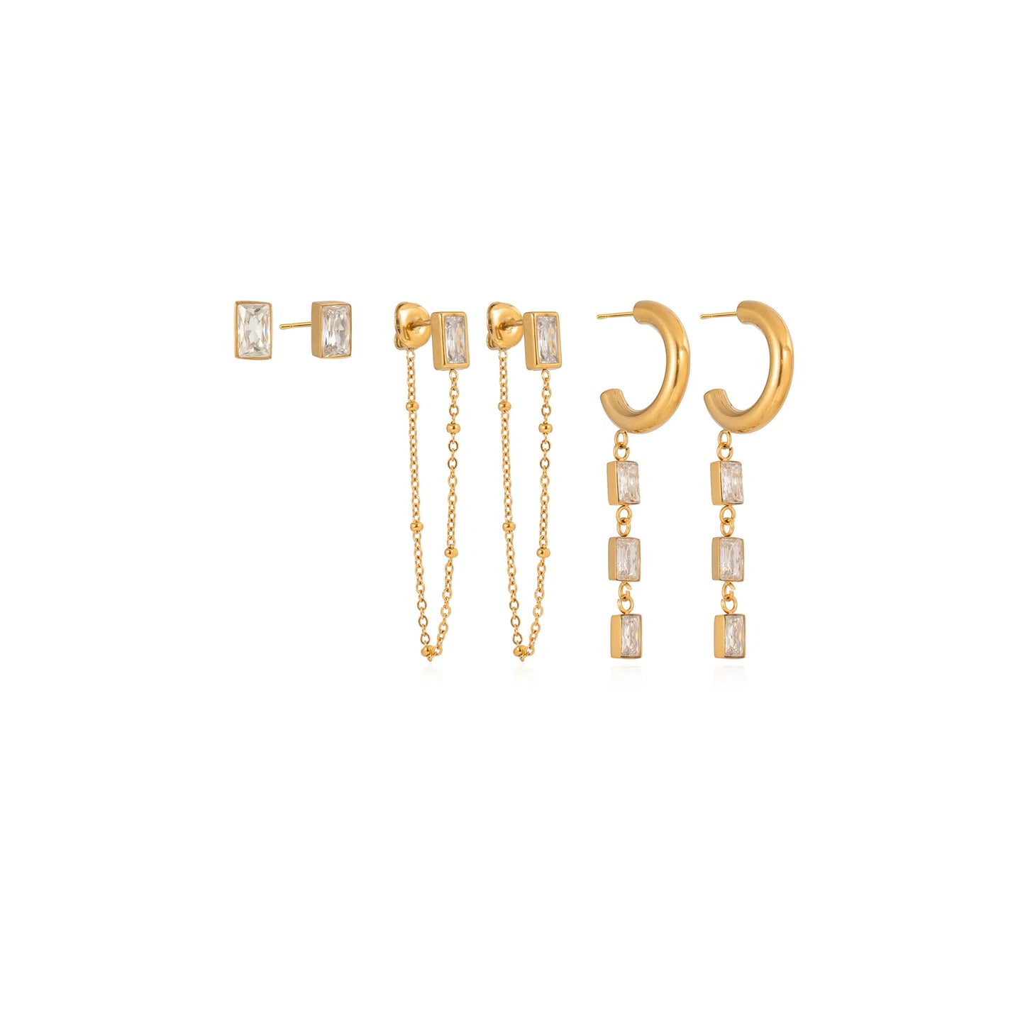 Menorca Baguette Stack Earrings
