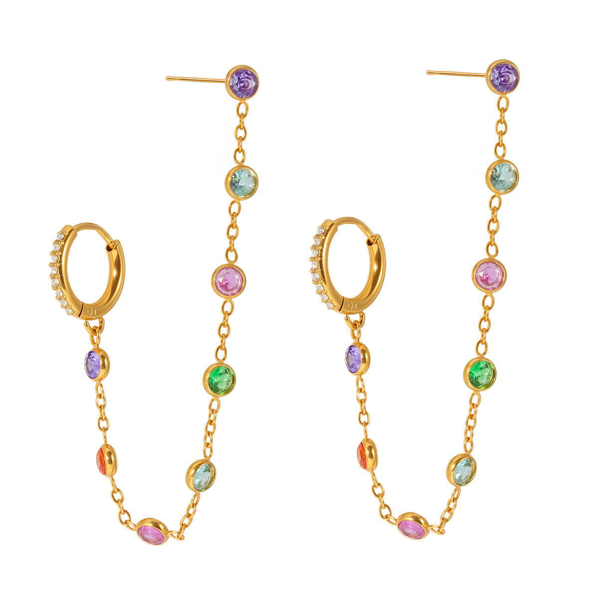 Verbena Crystal Chain Link Earrings