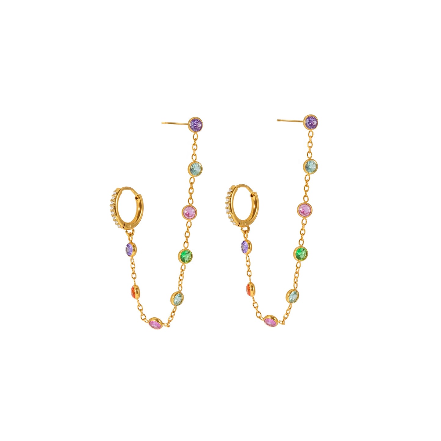 Verbena Crystal Chain Link Earrings