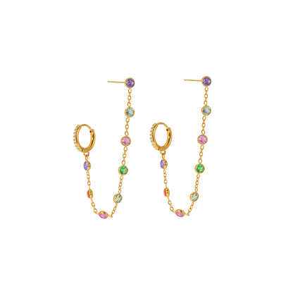 Verbena Crystal Chain Link Earrings