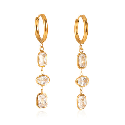 Riviera Triple Stone Drop Earrings