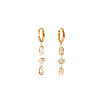 Riviera Triple Stone Drop Earrings