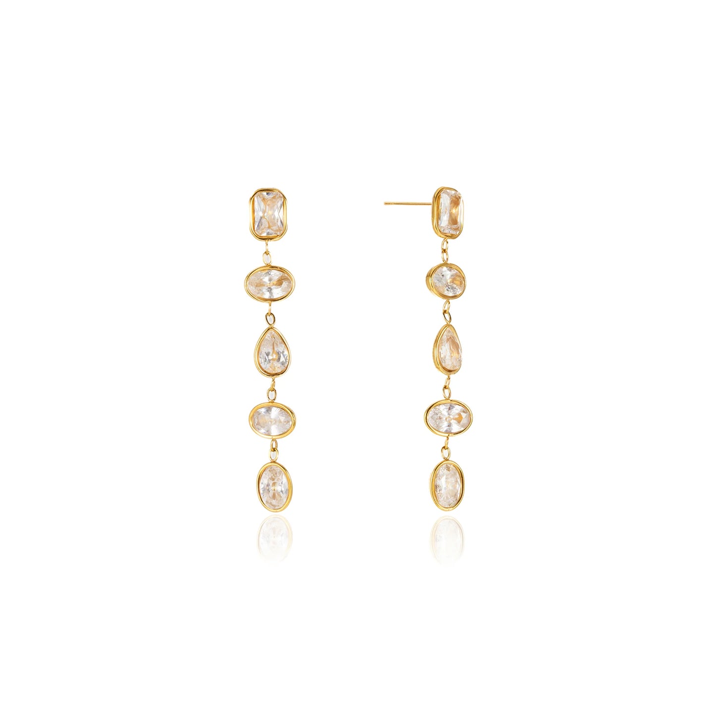 Sea Glass Bezel Drop Huggie Earrings